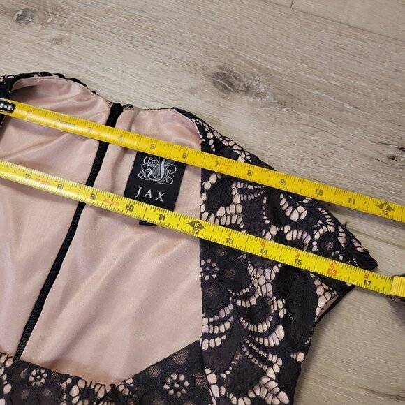 JAX Sleeveless Knee Length Black & Cream Floral Lace Cocktail Dress Size 10 READ - Picture 6 of 9